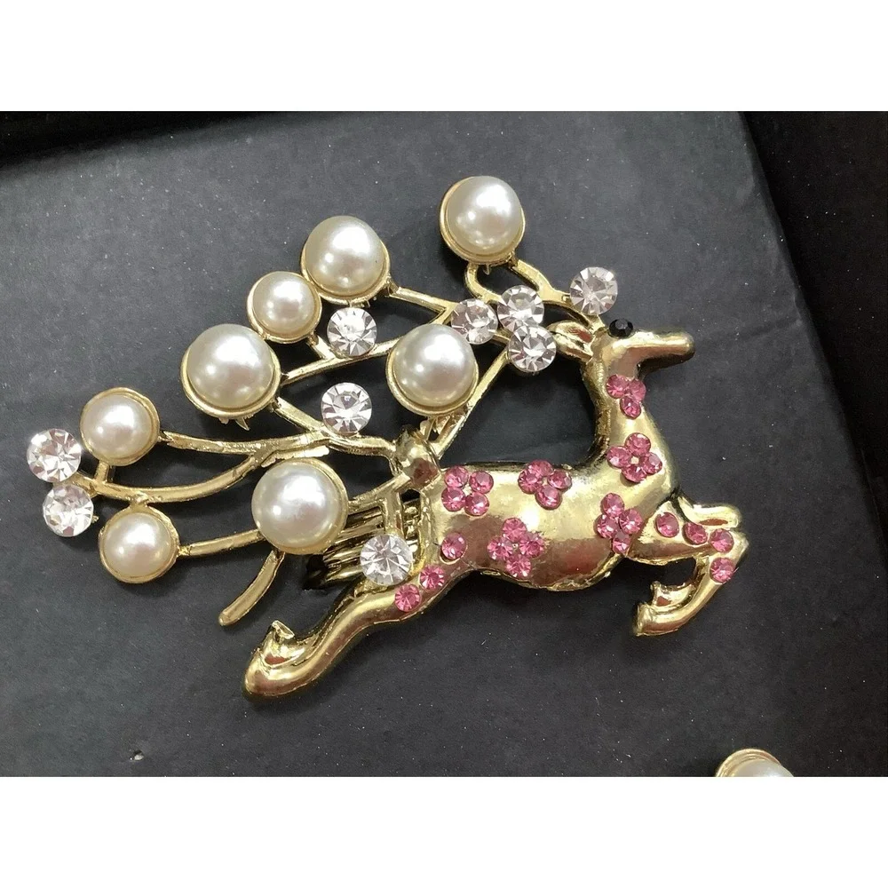 Rachel Zoe Napkin Rings Reindeer Pearls Rhinestones New Set Of 4